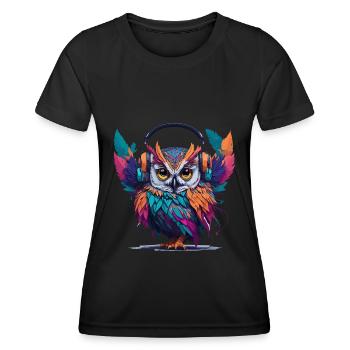 hibou casque - T-shirt sport Femme - noir - Devant - AI Model Female 172 light (172cm)