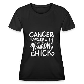 Lung Cancer Survivor Chemo Motivation White Ribbon - Women's Functional T-Shirt - black - Front - AI Model Female 172 light (172cm)