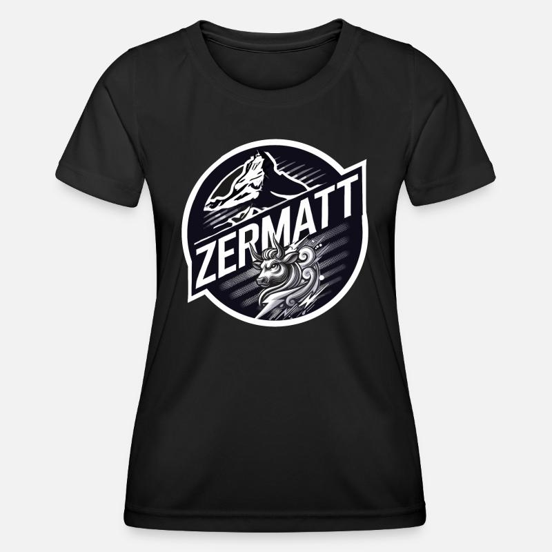 Zermatt, Hérens ko, eringer - Funktionsshirt til damer - sort