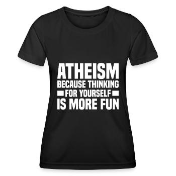 Atheismus Skeptiker Atheisten Atheist Wissenschaft - Frauen Funktions-T-Shirt - Schwarz - Vorne - AI Model Female 172 light (172cm)