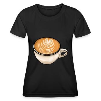 Café Cappuccino Fern - T-shirt sport Femme - noir - Devant - AI Model Female 172 light (172cm)