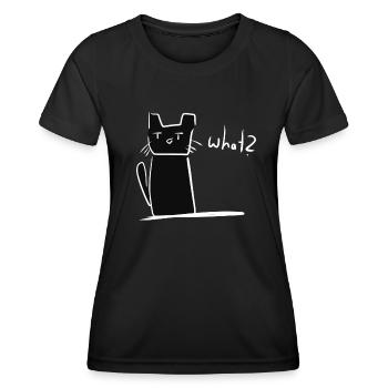 Katze verwirrt süß tier - Frauen Funktions-T-Shirt - Schwarz - Vorne - AI Model Female 172 light (172cm)