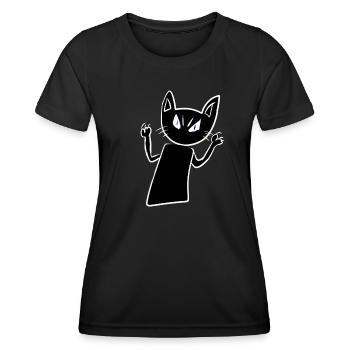 Chat effrayant en colère animal en colère - T-shirt sport Femme - noir - Devant - AI Model Female 172 light (172cm)