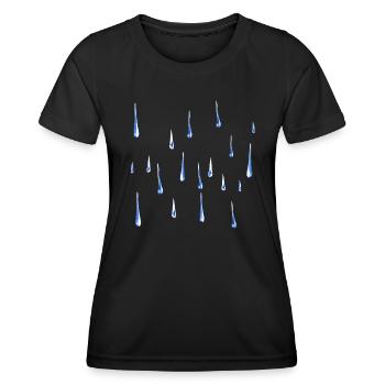 wassertropfen regen wasser wetter muster - Frauen Funktions-T-Shirt - Schwarz - Vorne - AI Model Female 172 light (172cm)