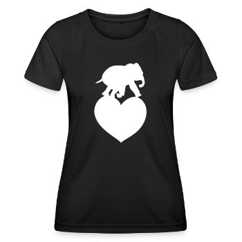 Tierliebe Herz Elefant - Frauen Funktions-T-Shirt - Schwarz - Vorne - AI Model Female 172 light (172cm)