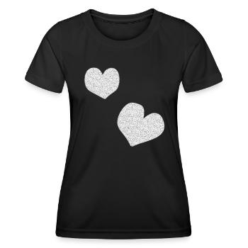 zwei rosa herzen glitzer herz - Frauen Funktions-T-Shirt - Schwarz - Vorne - AI Model Female 172 light (172cm)