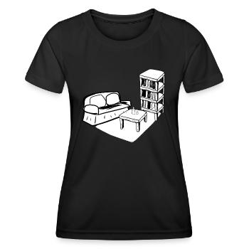 Wohnen Symbol Tisch Sofa Wohnzimmer regal - Frauen Funktions-T-Shirt - Schwarz - Vorne - AI Model Female 172 light (172cm)