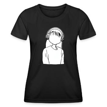 Dessin animé fille casque anime - T-shirt sport Femme - noir - Devant - AI Model Female 172 light (172cm)