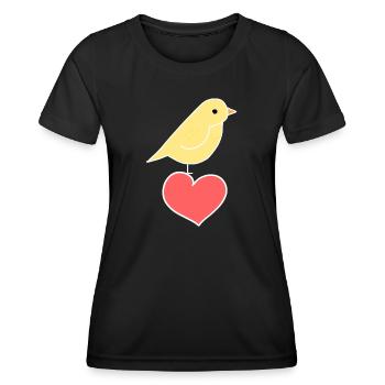 Oiseau, Animal, Coeur, Amour, Amour Animal - T-shirt sport Femme - noir - Devant - AI Model Female 172 light (172cm)
