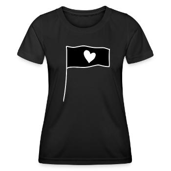 Drapeau Coeur Amour Symbole Forme - T-shirt sport Femme - noir - Devant - AI Model Female 172 light (172cm)