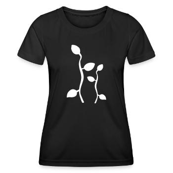 leaf leaves line nature branch plants - Women's Functional T-Shirt - black - Front - AI Model Female 172 light (172cm)