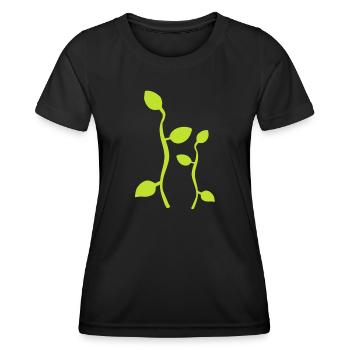feuille, feuilles, feuilles, ligne, nature, branche, plantes, vert - T-shirt sport Femme - noir - Devant - AI Model Female 172 light (172cm)