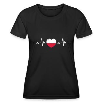 Polen Polska Polnisch Polnische Flagge Retro - Frauen Funktions-T-Shirt - Schwarz - Vorne - AI Model Female 172 light (172cm)