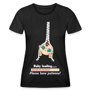 Baby Schwangerschaft Loading Schwanger Babybauch - Frauen Funktions-T-Shirt - Schwarz - Vorne - AI Model Female 172 light (172cm)