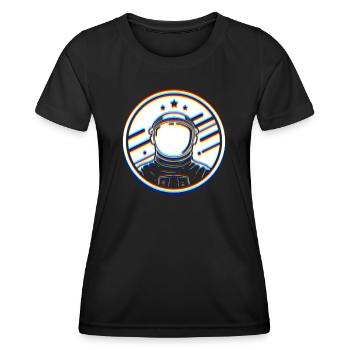 L’art du glitch | Illusion d’optique EDM Rave Vaporwave - T-shirt sport Femme - noir - Devant - AI Model Female 172 light (172cm)