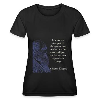 Zitieren Darwin Biologie Evolutionstheorie - Frauen Funktions-T-Shirt - Schwarz - Vorne - AI Model Female 172 light (172cm)