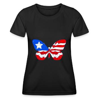 PR Flagge Schmetterling Erbe Puerto Rico - Frauen Funktions-T-Shirt - Schwarz - Vorne - AI Model Female 172 light (172cm)