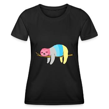 Genderflux Sloth Genderflux Pride - Women's Functional T-Shirt - black - Front - AI Model Female 172 light (172cm)