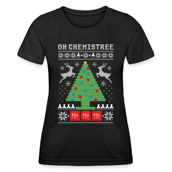 Chemistree Hässliche Weihnachten - Frauen Funktions-T-Shirt - Schwarz - Vorne - AI Model Female 172 light (172cm)