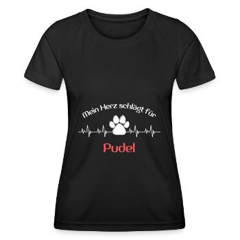 Mein Herz schlägt für Pudel Geschenk Idee - Frauen Funktions-T-Shirt - Schwarz - Vorne - AI Model Female 172 light (172cm)