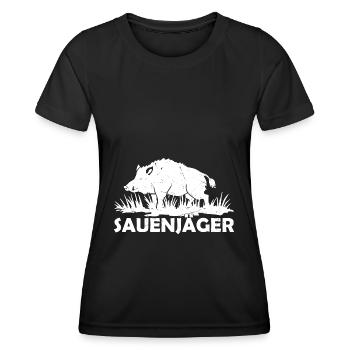 Sauenjäger Wildschwein Wildsau Keiler Jäger - Frauen Funktions-T-Shirt - Schwarz - Vorne - AI Model Female 172 light (172cm)
