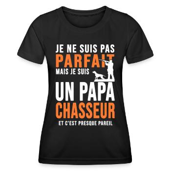 Papa Chasseur parfait cadeau cool papa chasse - T-shirt sport Femme - noir - Devant - AI Model Female 172 light (172cm)