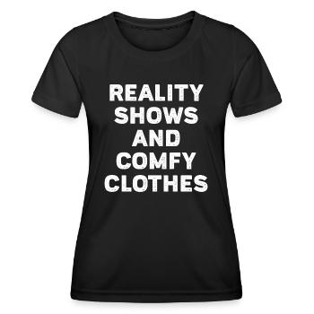Émissions de téléréalité et vêtements confortables - T-shirt sport Femme - noir - Devant - AI Model Female 172 light (172cm)