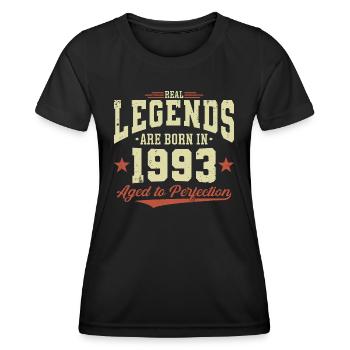 Les légendes sont nées en 1993 - T-shirt sport Femme - noir - Devant - AI Model Female 172 light (172cm)