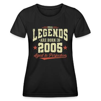 Les légendes sont nées en 2005 - T-shirt sport Femme - noir - Devant - AI Model Female 172 light (172cm)
