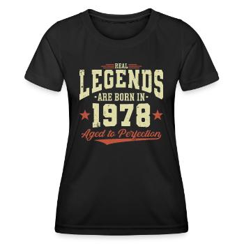 Les légendes sont nées en 1978 - T-shirt sport Femme - noir - Devant - AI Model Female 172 light (172cm)
