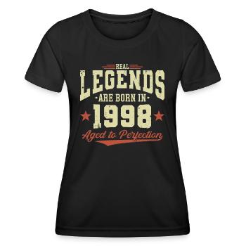 Les légendes sont nées en 1998 - T-shirt sport Femme - noir - Devant - AI Model Female 172 light (172cm)