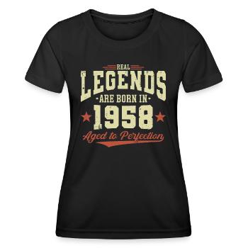 Les légendes sont nées en 1958 - T-shirt sport Femme - noir - Devant - AI Model Female 172 light (172cm)