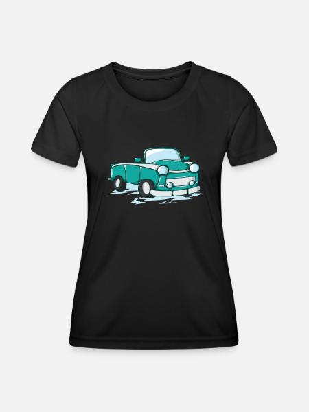 Auto Trabi als Comic - Frauen Funktions-T-Shirt - Schwarz