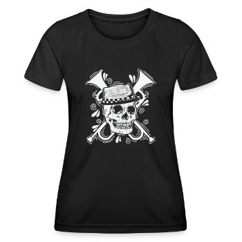 Ska Skull avec chapeau style de musique de trompette - T-shirt sport Femme - noir - Devant - AI Model Female 172 light (172cm)