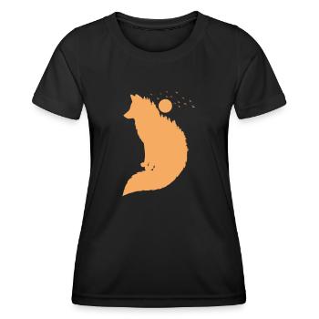 Fuchs vor Mond Rotfuchs Wildtier - Frauen Funktions-T-Shirt - Schwarz - Vorne - AI Model Female 172 light (172cm)