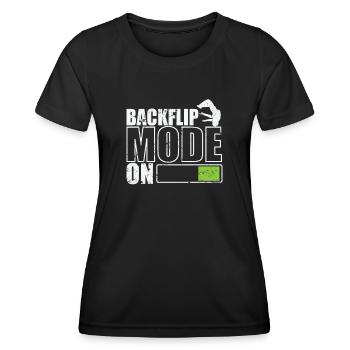 Mode salto arrière sur l’entraînement sportif de parkour - T-shirt sport Femme - noir - Devant - AI Model Female 172 light (172cm)