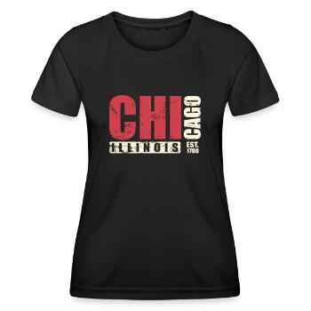 Illinois Chicago USA Amerika Bundesstaat - Frauen Funktions-T-Shirt - Schwarz - Vorne - AI Model Female 172 light (172cm)