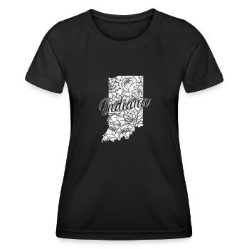 Indiana Flowers in Map USA America - Women's Functional T-Shirt - black - Front - AI Model Female 172 light (172cm)