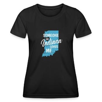 Indiana Quelqu’un dans l’Indiana m’aime USA Amérique - T-shirt sport Femme - noir - Devant - AI Model Female 172 light (172cm)