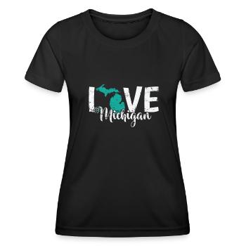 Michigan Love Michigan USA Amérique - T-shirt sport Femme - noir - Devant - AI Model Female 172 light (172cm)