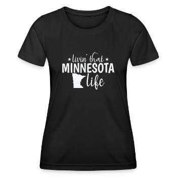 Minnesota Livin que Minnesota Life USA - T-shirt sport Femme - noir - Devant - AI Model Female 172 light (172cm)