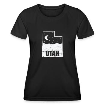 Utah Map with Skyline USA America - Women's Functional T-Shirt - black - Front - AI Model Female 172 light (172cm)