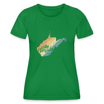 West Virginia Karte USA Bundesstaat - Frauen Funktions-T-Shirt - Kelly Green - Vorne - AI Model Female 172 dark (172cm)
