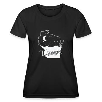 Wisconsin skyline in map outline USA - Women's Functional T-Shirt - black - Front - AI Model Female 172 light (172cm)