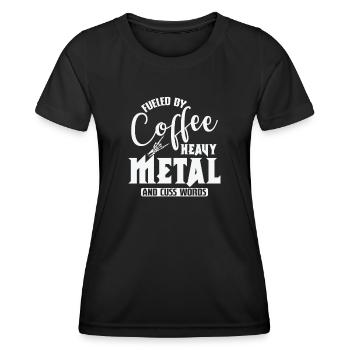 Alimenté par Coffee Heavy Metal et cuss Words - T-shirt sport Femme - noir - Devant - AI Model Female 172 light (172cm)