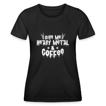 Give Me Heavy Metal and Coffee Music Band - T-shirt sport Femme - noir - Devant - AI Model Female 172 light (172cm)