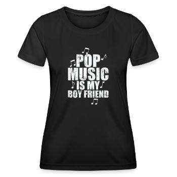 Pop Music is my Boyfriend Sänger Stars - Frauen Funktions-T-Shirt - Schwarz - Vorne - AI Model Female 172 light (172cm)