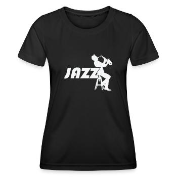 Jazz au saxophone sur un tabouret de bar - T-shirt sport Femme - noir - Devant - AI Model Female 172 light (172cm)