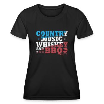 Musique country, whisky et BBQ USA Cowboys - T-shirt sport Femme - noir - Devant - AI Model Female 172 light (172cm)