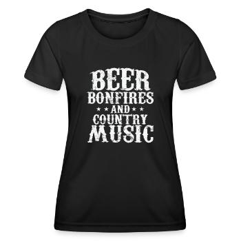 Beer, Bonfires and Country Music USA America - Women's Functional T-Shirt - black - Front - AI Model Female 172 light (172cm)